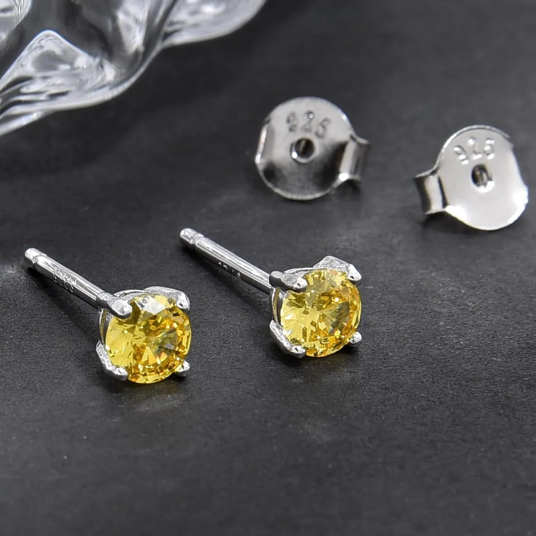 1 Pair Adabele Authentic Sterling Silver Birthstone Stud Earrings 4mm/0.25 Carat Tiny Cubic Zirconia Diamond Gemstone Hypoallergenic Nickel Free Tarnish Resistant Women Men Jewelry