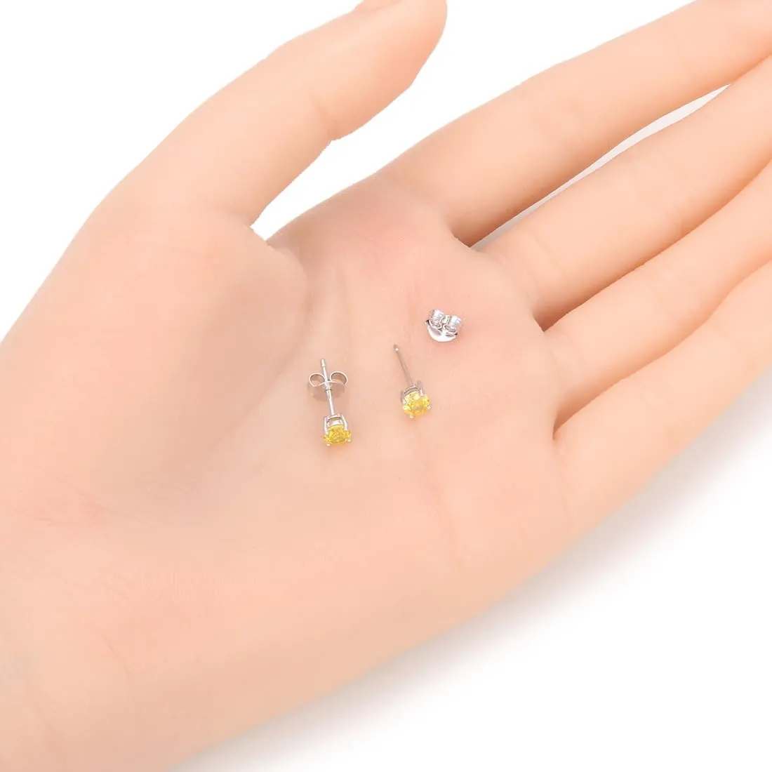 1 Pair Adabele Authentic Sterling Silver Birthstone Stud Earrings 4mm/0.25 Carat Tiny Cubic Zirconia Diamond Gemstone Hypoallergenic Nickel Free Tarnish Resistant Women Men Jewelry