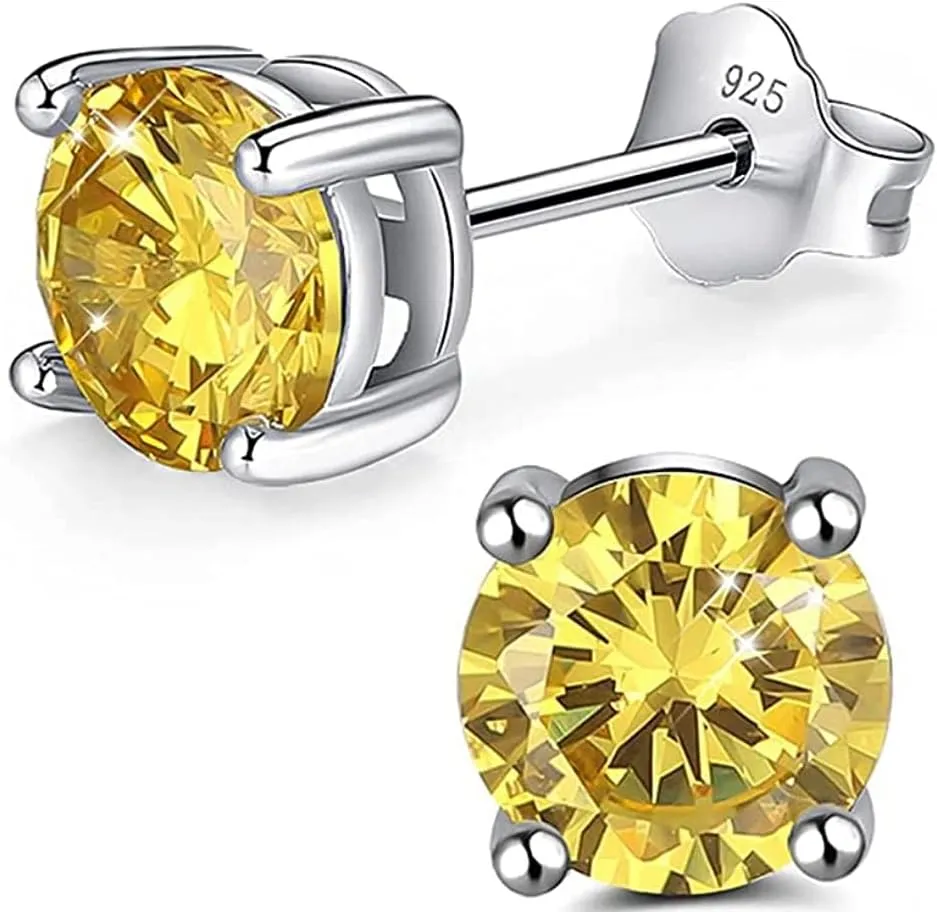 1 Pair Adabele Authentic Sterling Silver Birthstone Stud Earrings 4mm/0.25 Carat Tiny Cubic Zirconia Diamond Gemstone Hypoallergenic Nickel Free Tarnish Resistant Women Men Jewelry