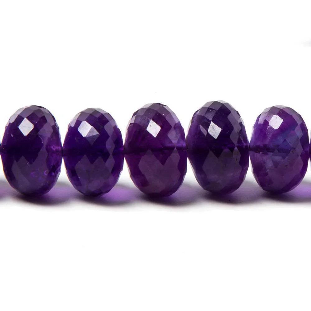 10-13mm Amethyst faceted rondelle beads 16 inch 56 pieces AAA