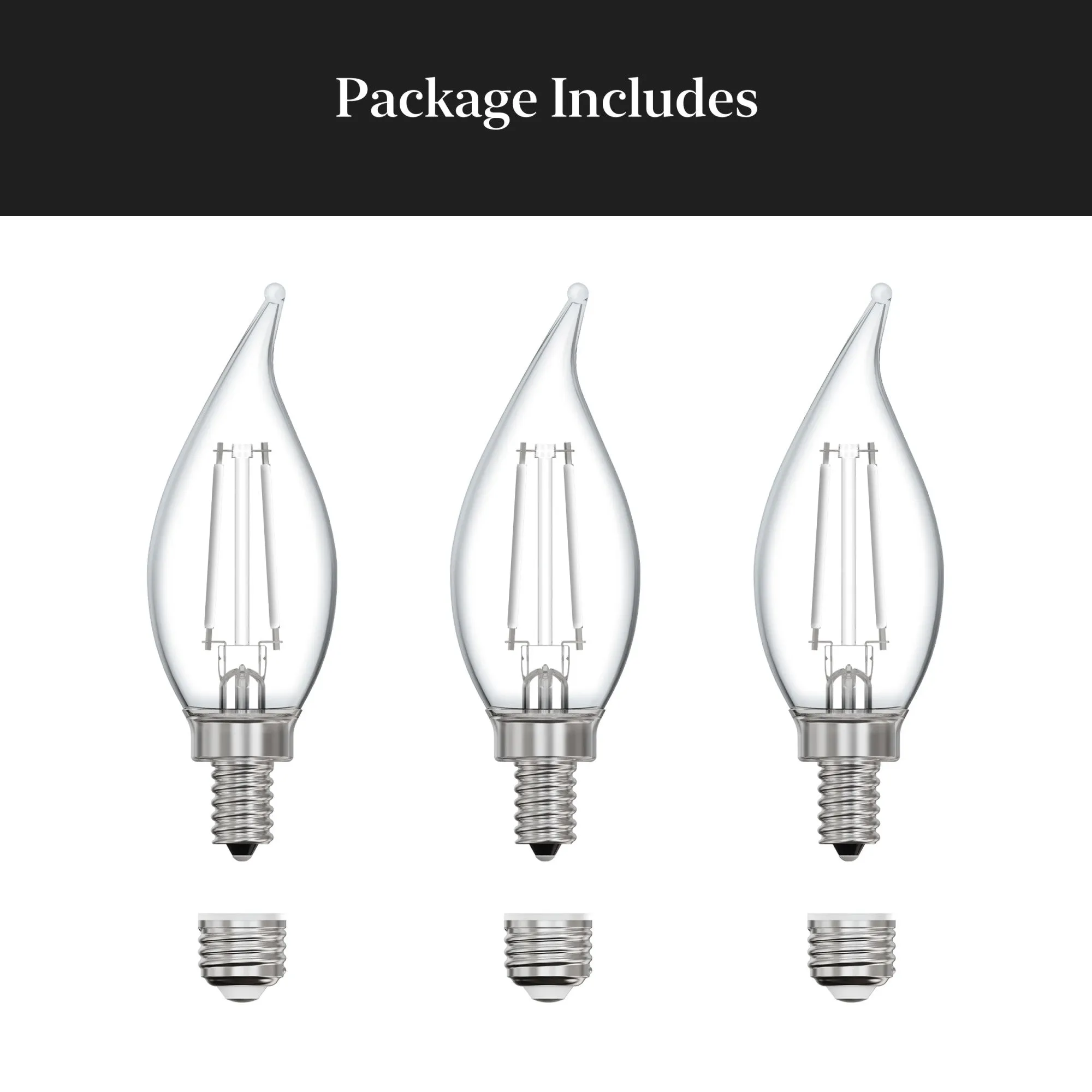 10W (100W Replacement) Daylight (5000K) E12/E26 Base BA10 Dimmable Flame Tip White Filament LED Bulb (3-Pack)