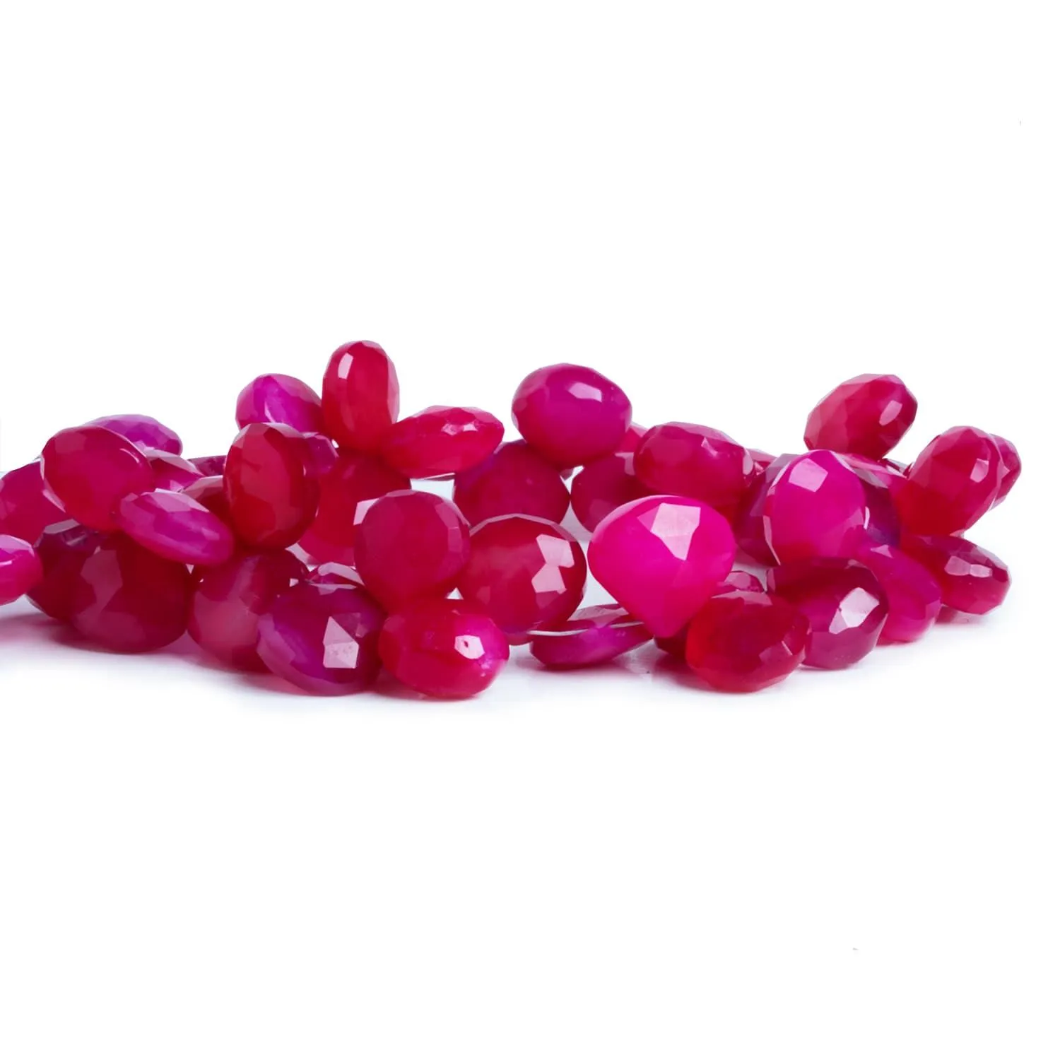 11-13mm Dark Raspberry Chalcedony Faceted Hearts 8 inch 43 Beads