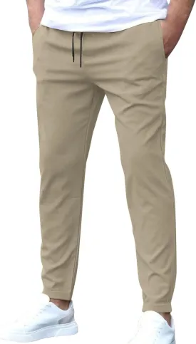 2025 Men's Casual Slim Fit Pants Solid Color Drawstring Pants