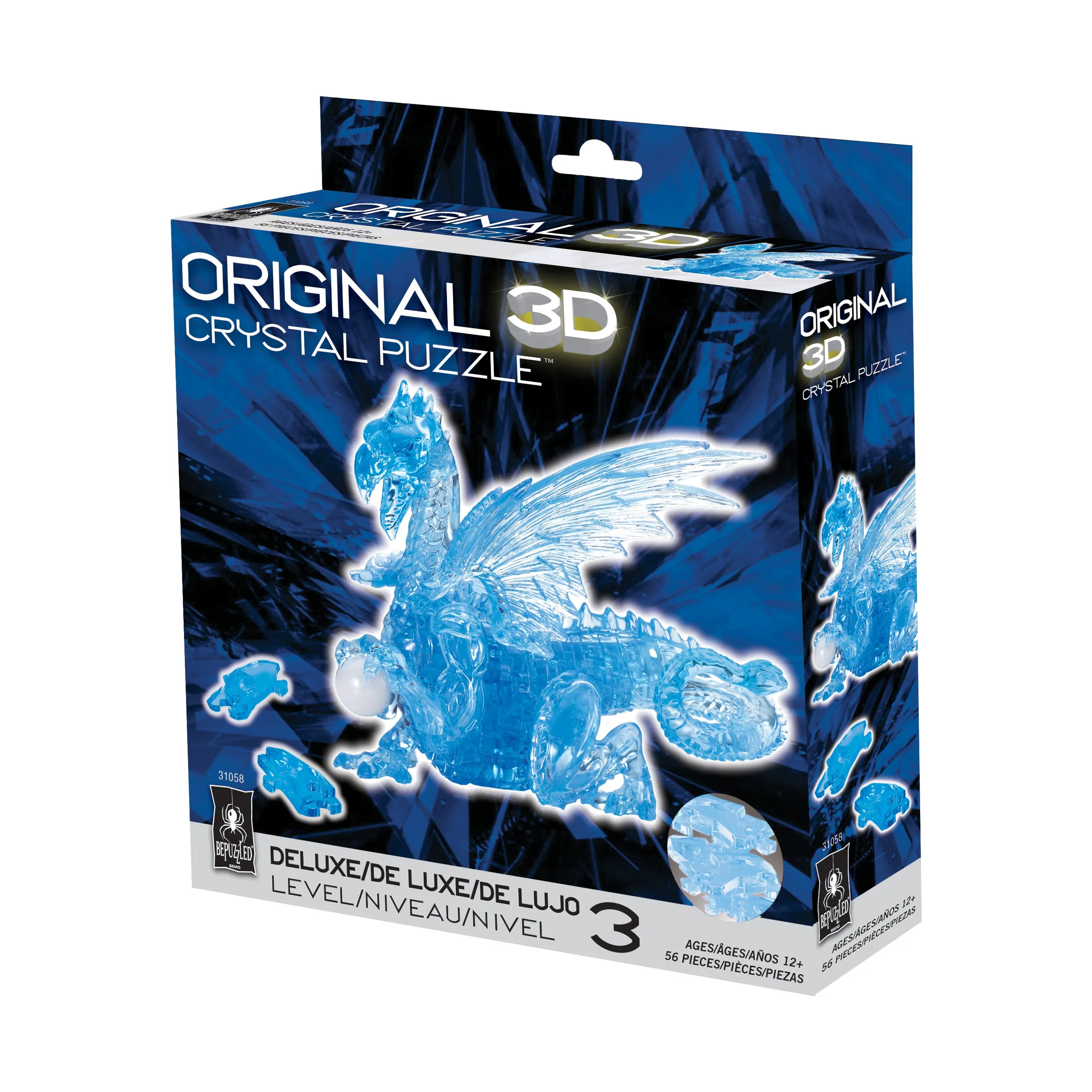 3D Crystal Puzzle - Dragon (Blue): 56 Pcs