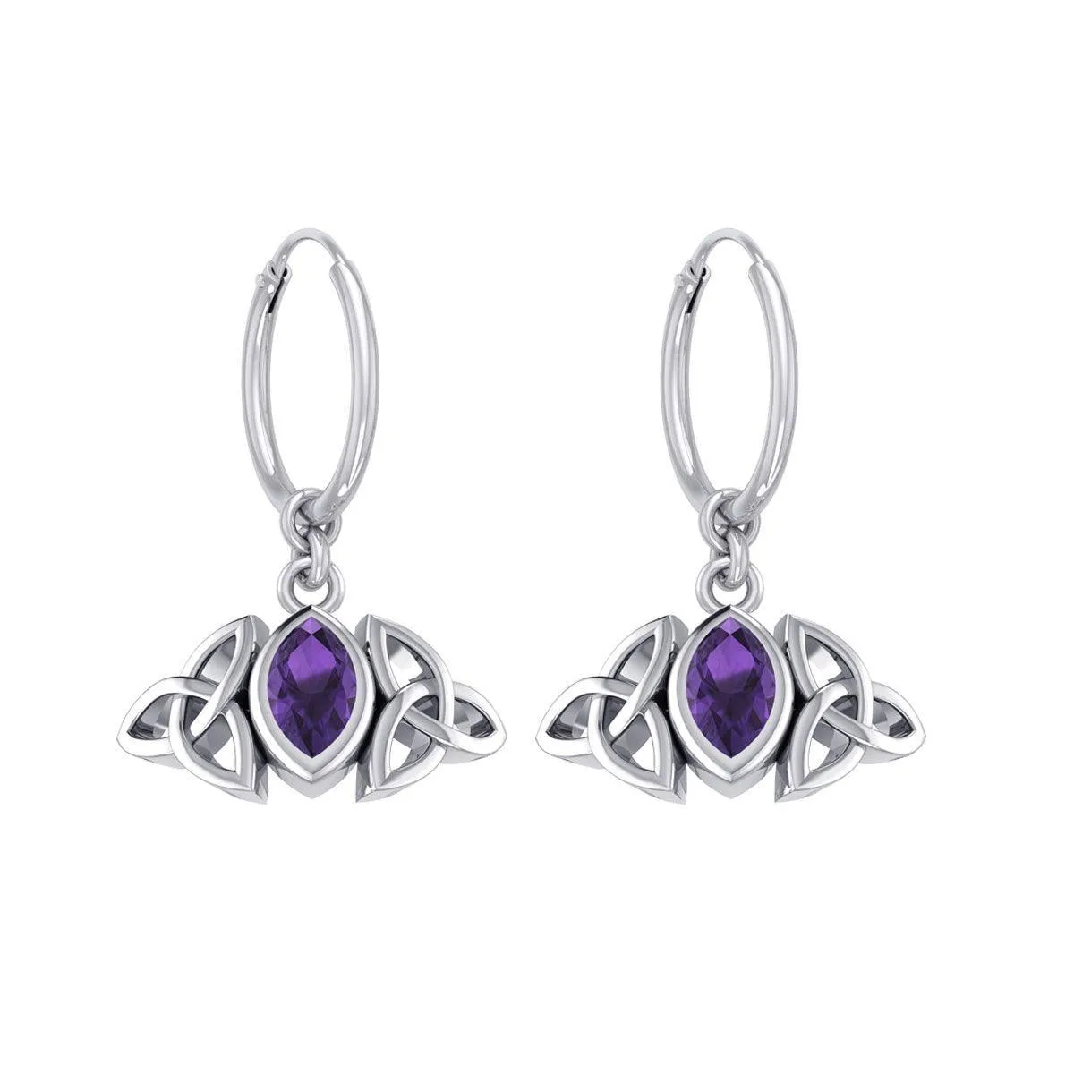 A Beautiful Tribute ~ Celtic Trinity Knot Silver Hoop Earrings TER2101