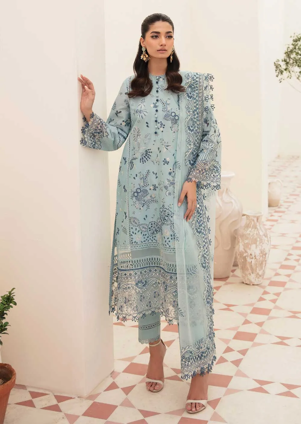 ACL-10-R - Powder Blue - Readymade - Chickenkari Lawn Collection by Afrozeh 2023
