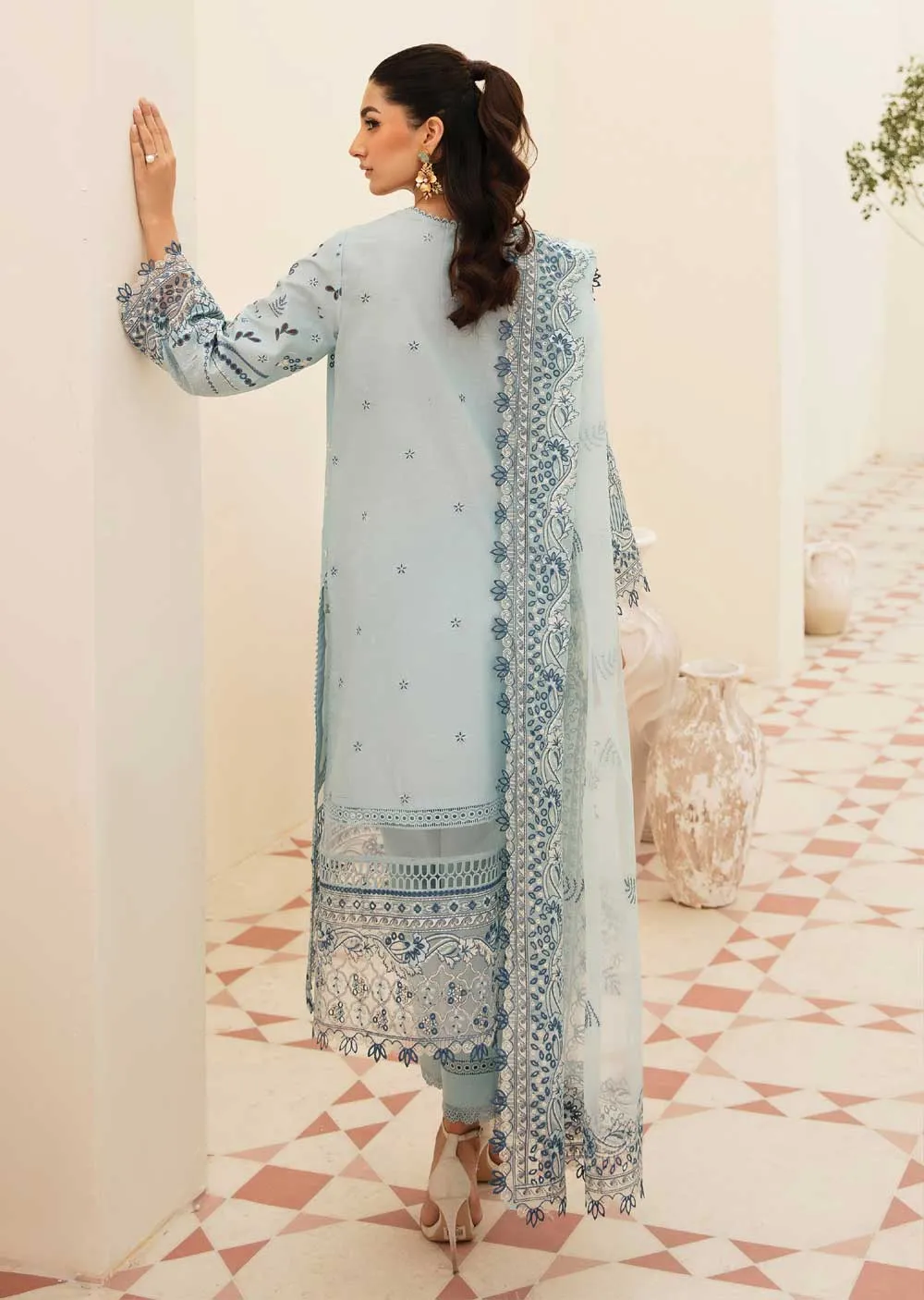 ACL-10-R - Powder Blue - Readymade - Chickenkari Lawn Collection by Afrozeh 2023