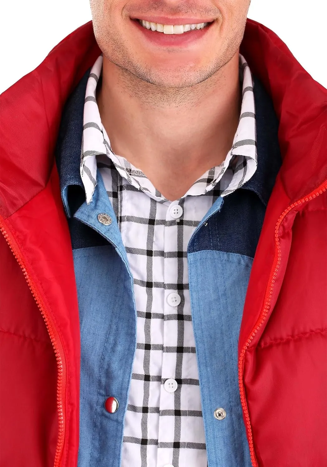 Adult Back to the Future Marty McFly Halloween Costume with Vest, Jacket, Shirt | Cosplay Outfit | Officially Licensed
