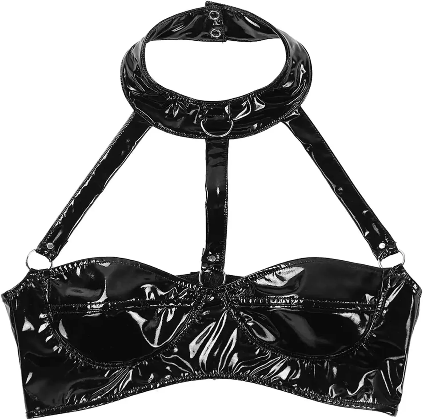 Aivtalk Women's Black Latex Outfit PVC Leathe Wet Look Clubwear Exotic Costumes Party Club Cothes