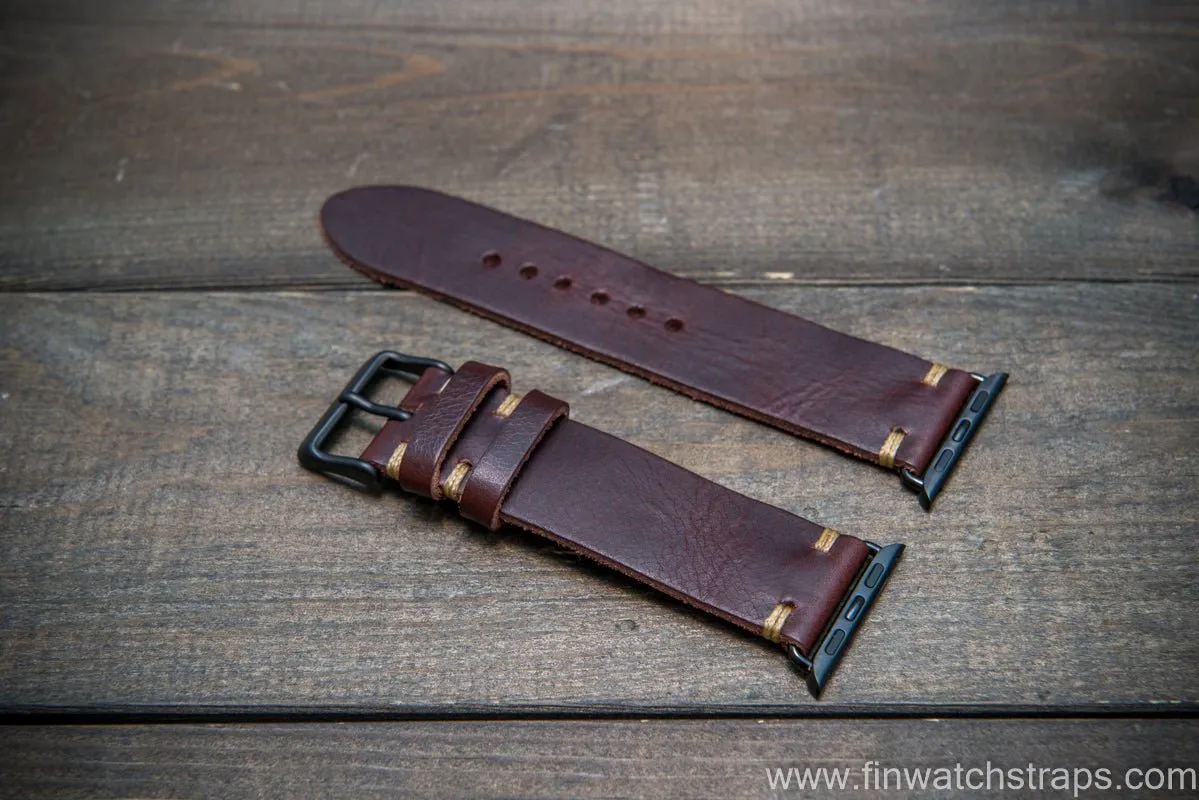 Apple Watch 3,4,5 artisan leather watch band. Badalassi Wax Italian leather.