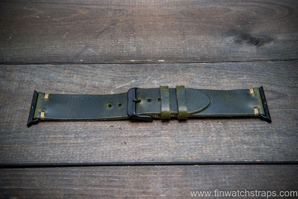 Apple Watch 3,4,5 artisan leather watch band. Badalassi Wax Italian leather.