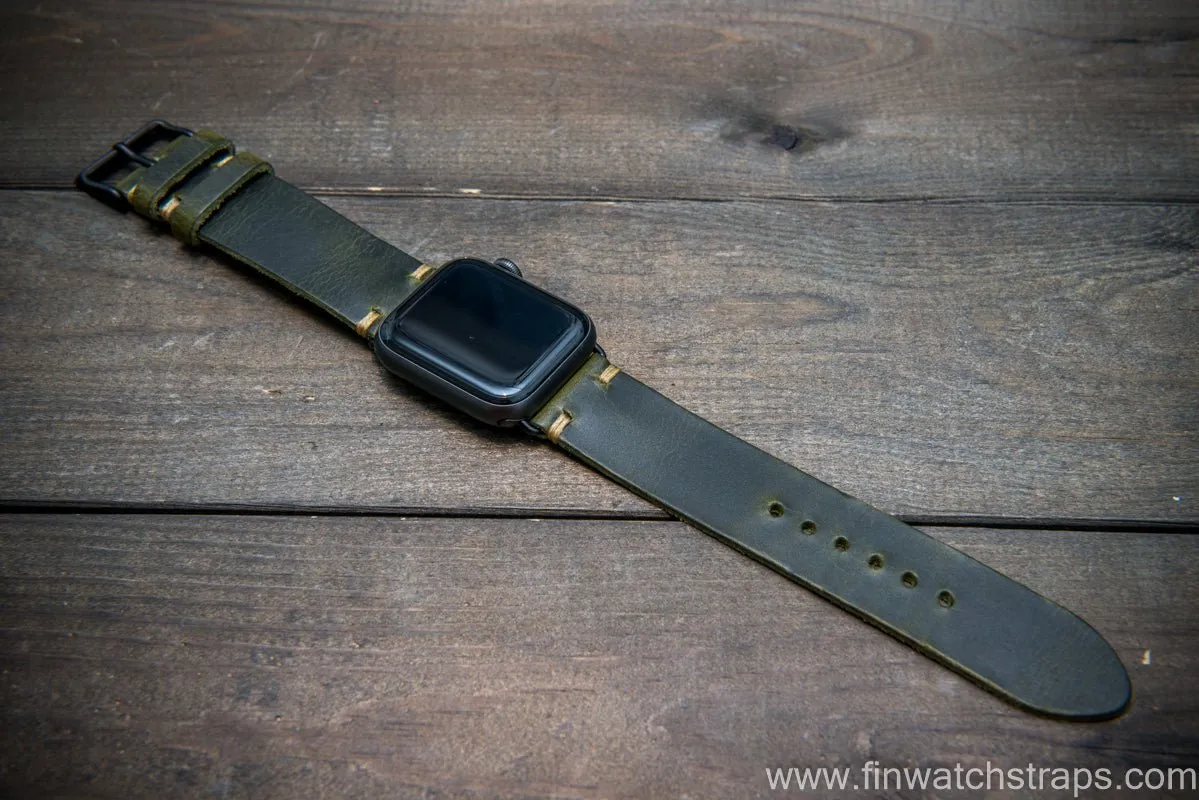 Apple Watch 3,4,5 artisan leather watch band. Badalassi Wax Italian leather.