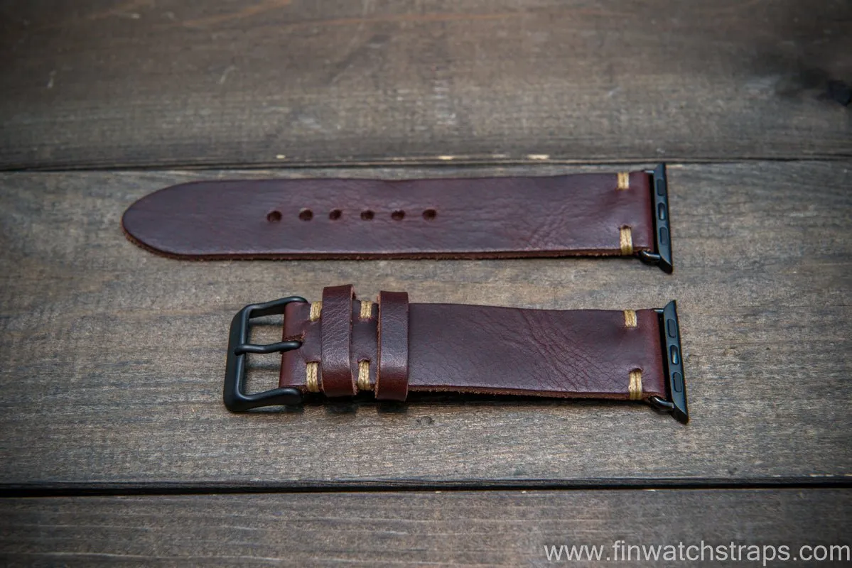 Apple Watch 3,4,5 artisan leather watch band. Badalassi Wax Italian leather.