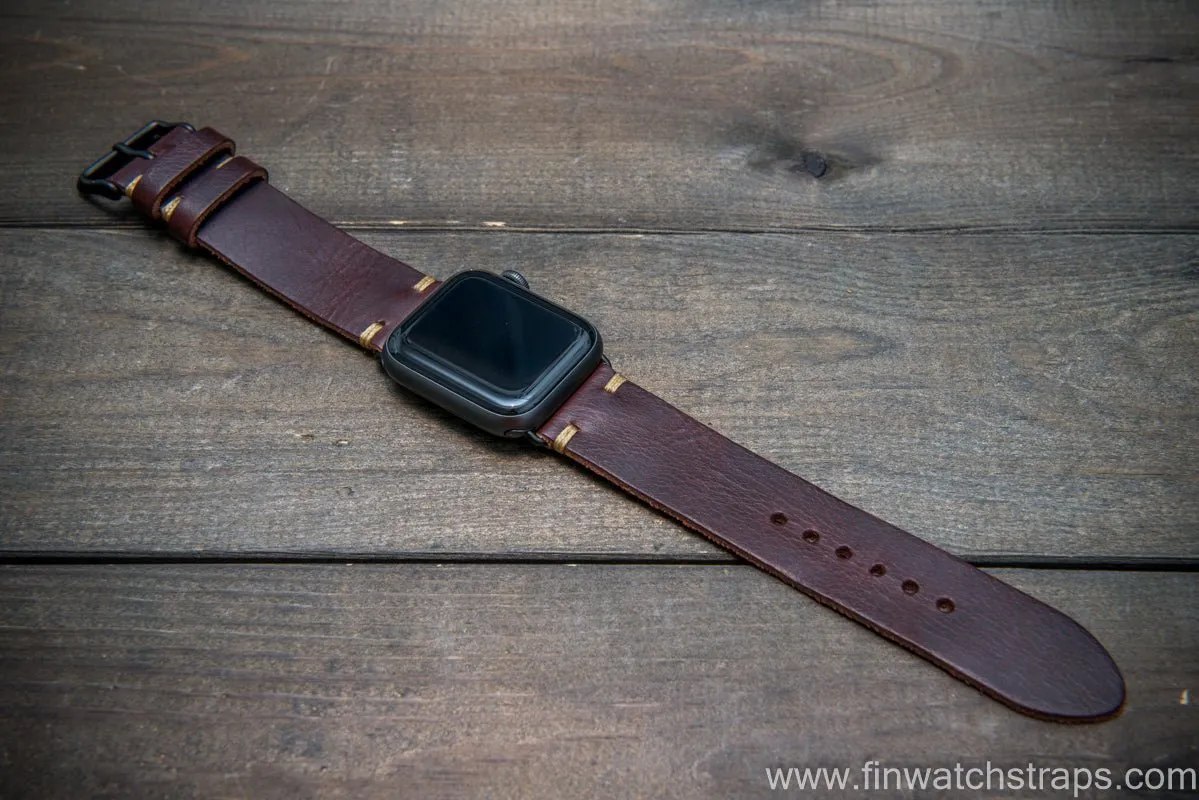 Apple Watch 3,4,5 artisan leather watch band. Badalassi Wax Italian leather.