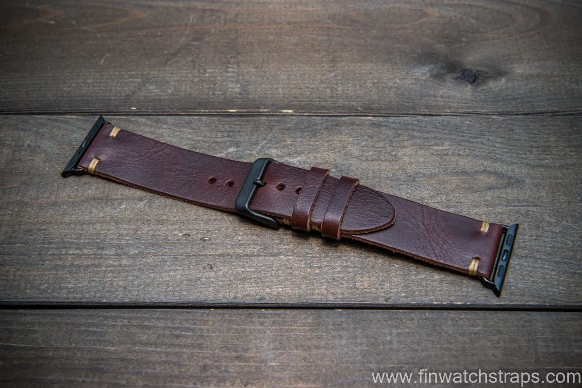 Apple Watch 3,4,5 artisan leather watch band. Badalassi Wax Italian leather.