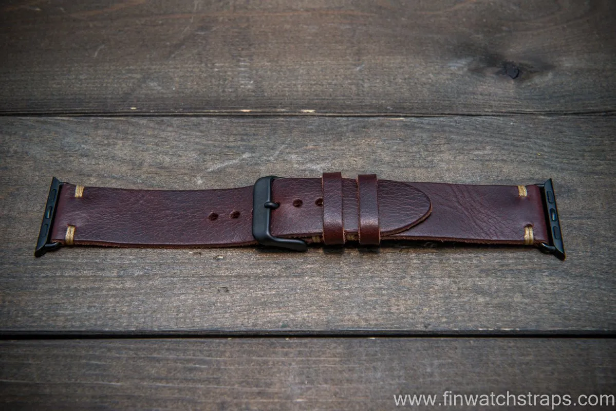Apple Watch 3,4,5 artisan leather watch band. Badalassi Wax Italian leather.
