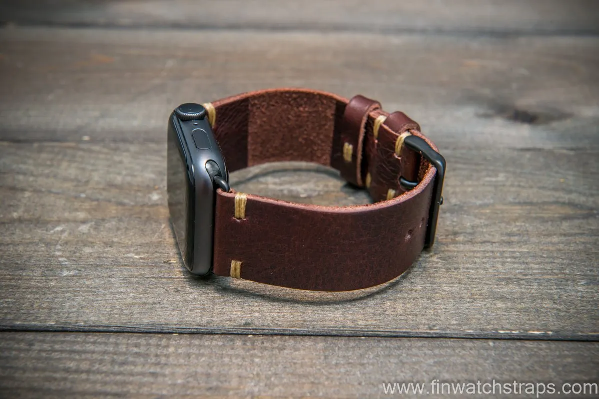 Apple Watch 3,4,5 artisan leather watch band. Badalassi Wax Italian leather.
