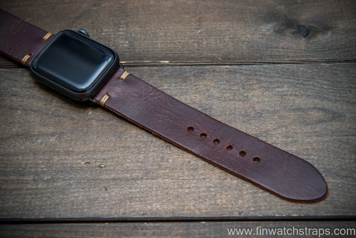 Apple Watch 3,4,5 artisan leather watch band. Badalassi Wax Italian leather.