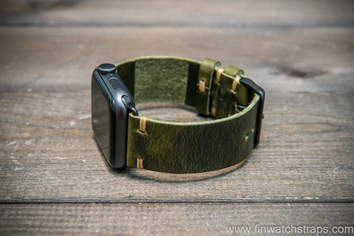 Apple Watch 3,4,5 artisan leather watch band. Badalassi Wax Italian leather.