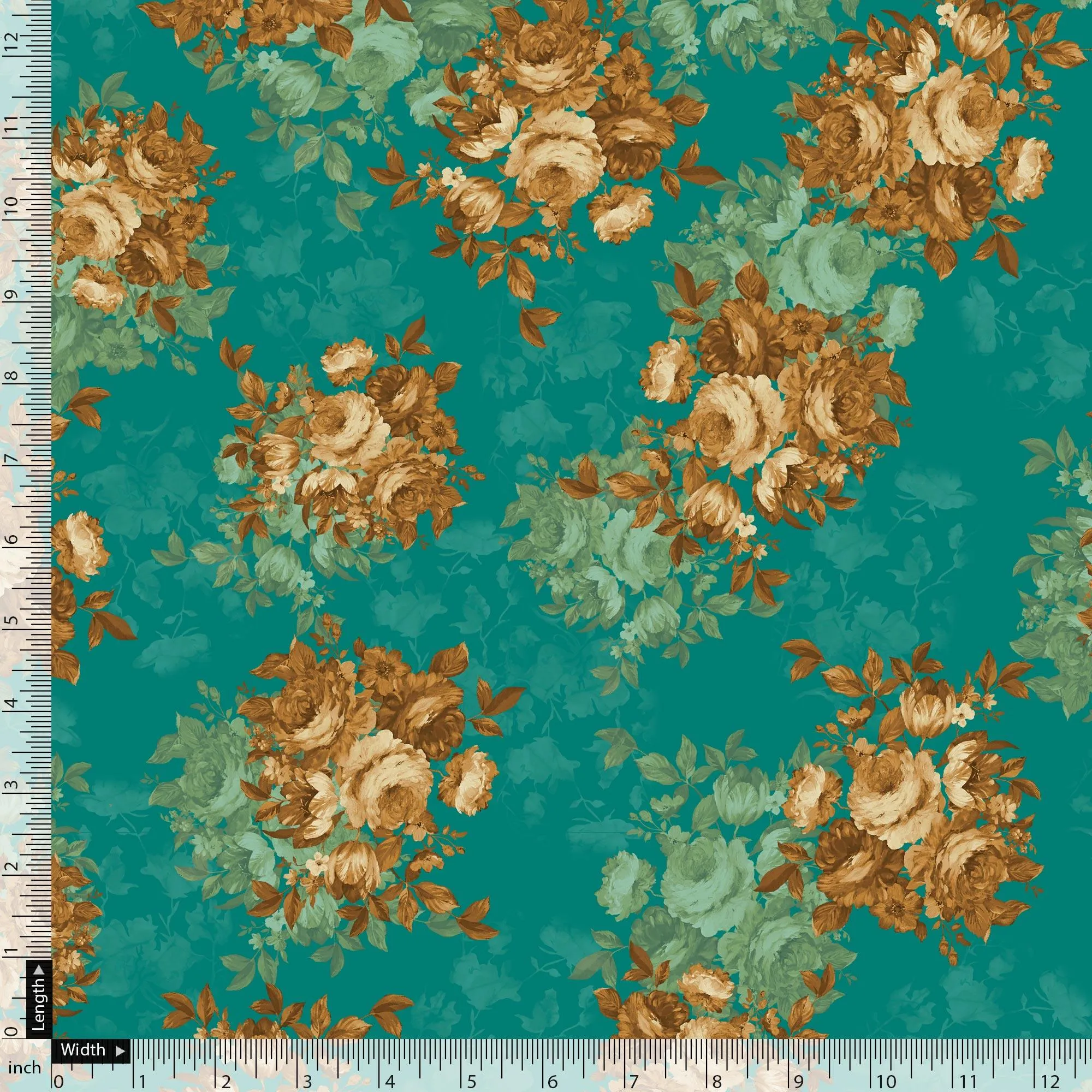 Attractive Watercolour Cathay Spice Colour Roses  Digital Printed Fabric