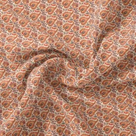 Beautiful Birch Leaves With Golden Flower Digital Printed Fabric