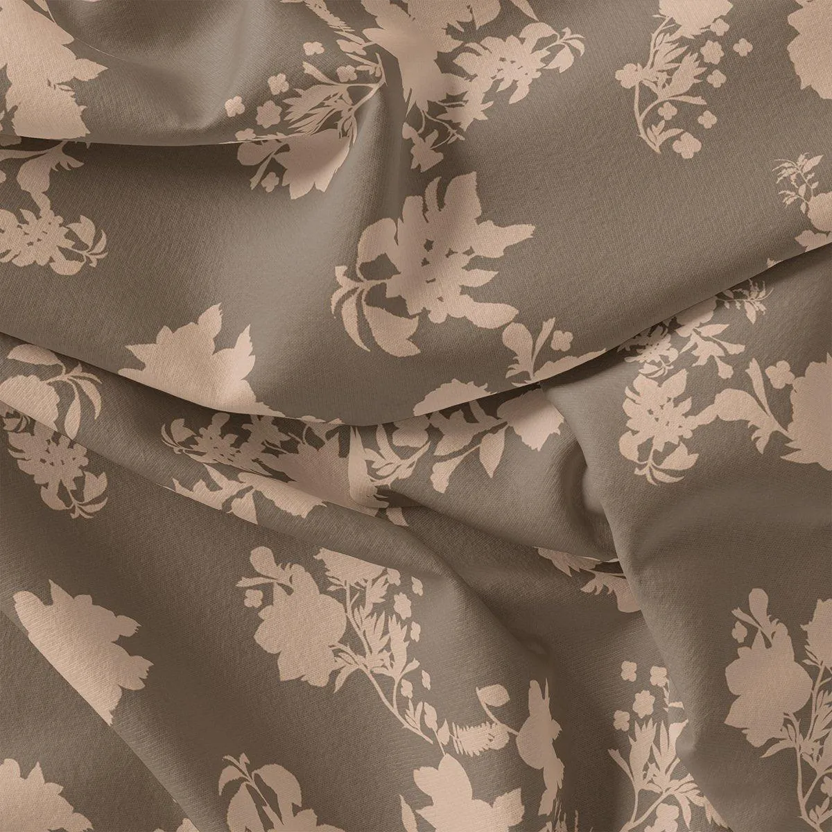 Beautiful Brown Floral Branch Digital Printed Fabric