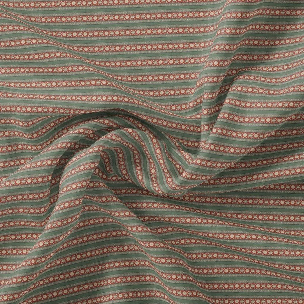 Beautiful Tiny Circle Strips Digital Printed Fabric
