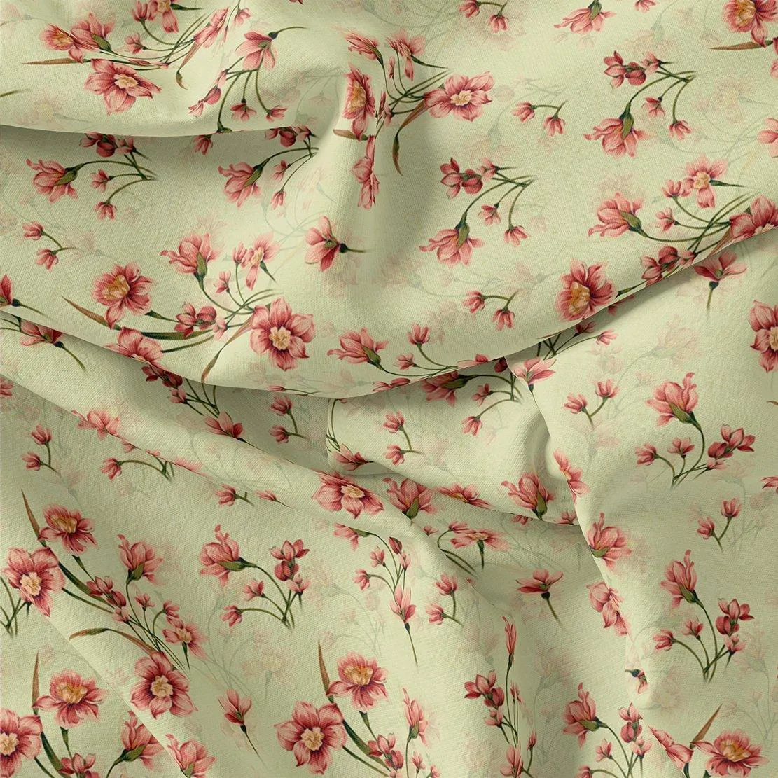 Beautiful Tiny Pink Chintz Digital Printed Fabric
