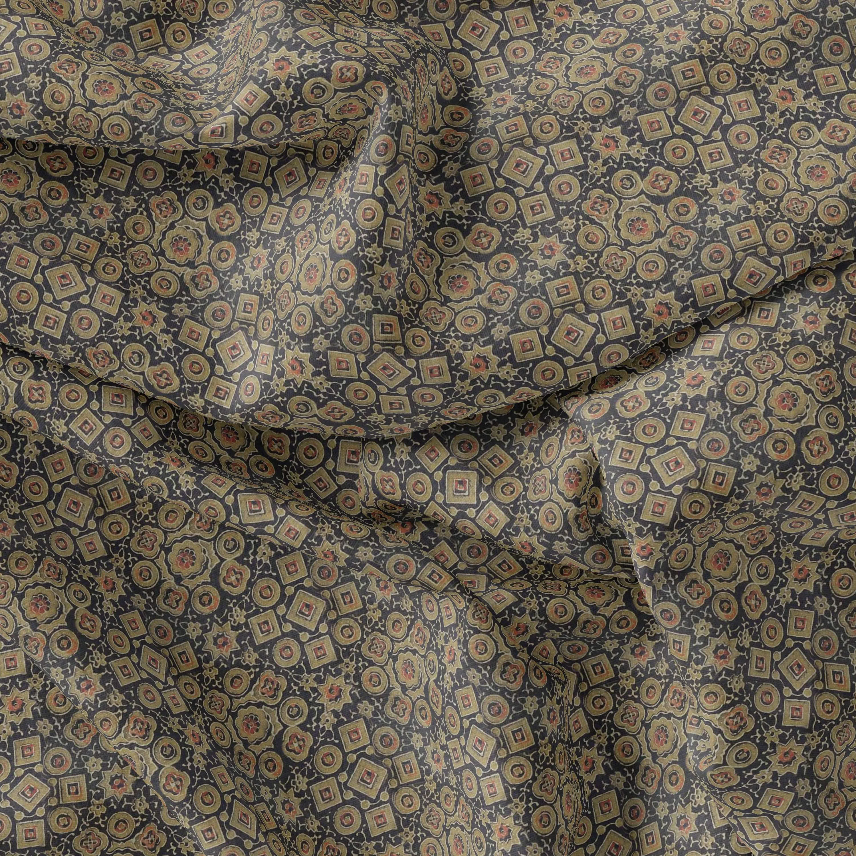 Beautiful Wooden Circle Abstract Digital Printed Fabric