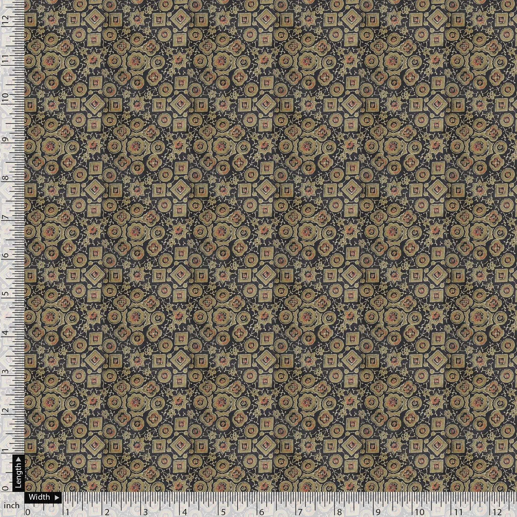 Beautiful Wooden Circle Abstract Digital Printed Fabric