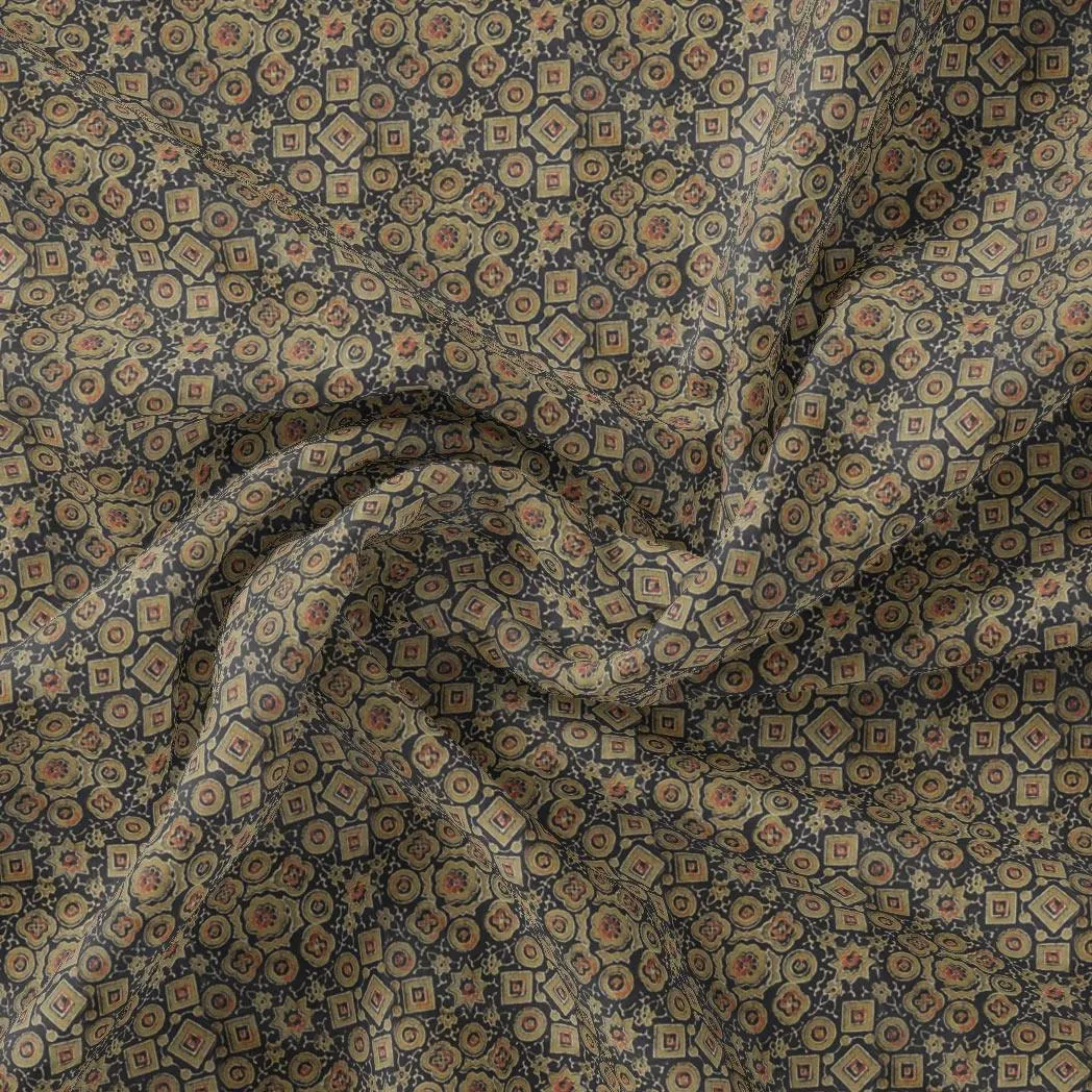 Beautiful Wooden Circle Abstract Digital Printed Fabric