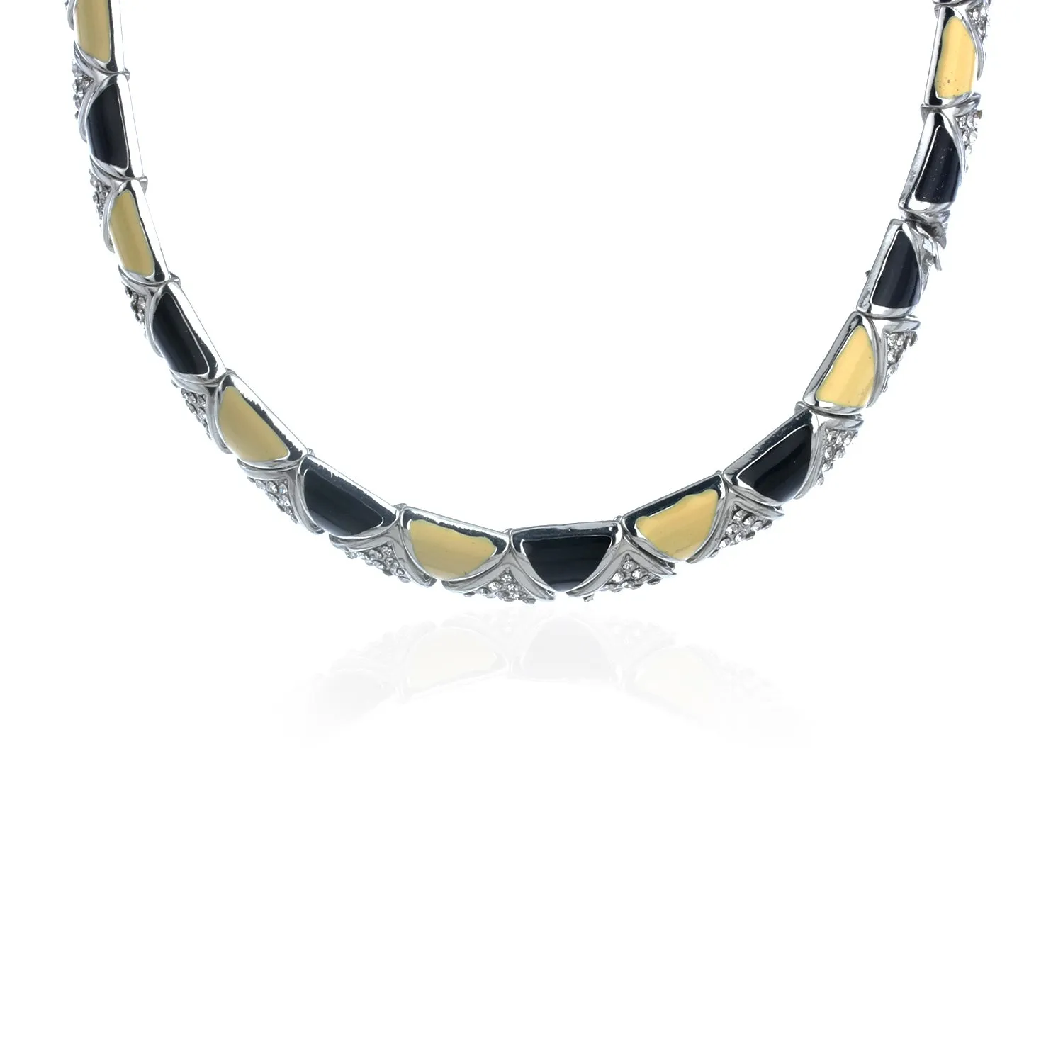 Black Enamel Necklace Earring Set