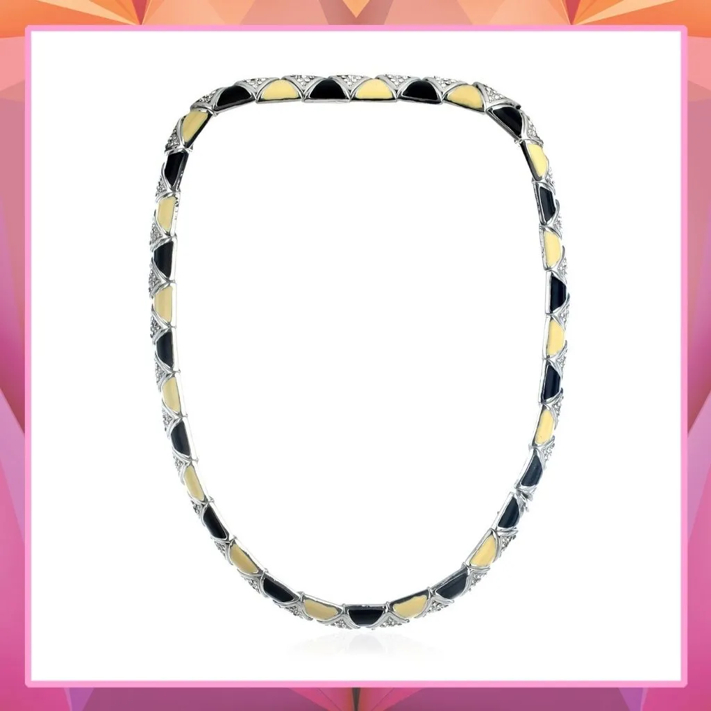 Black Enamel Necklace Earring Set
