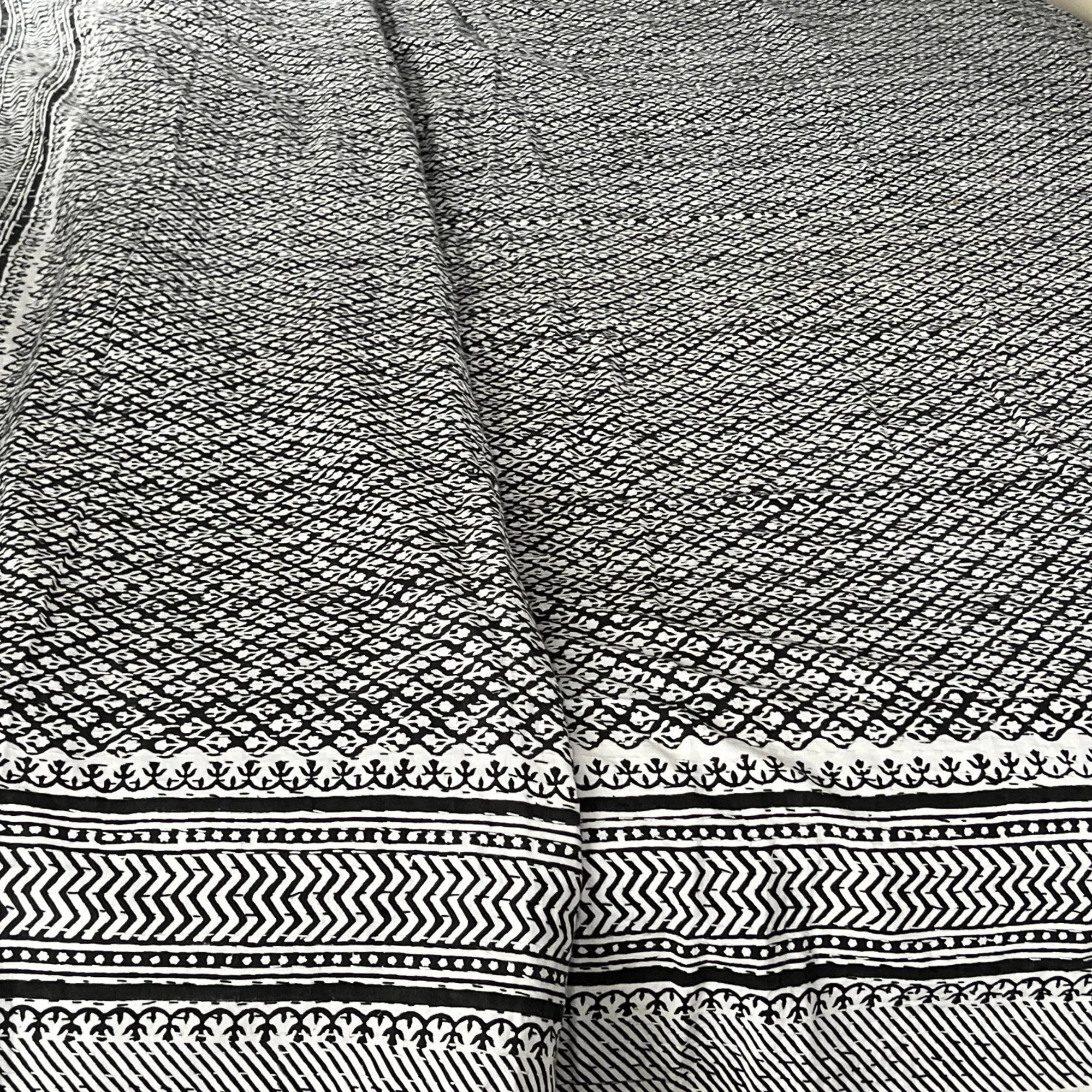 Black Kantha Quilt Throw, Indian Print, Cotton Bedspread, All Sizes, Housewarming Gift