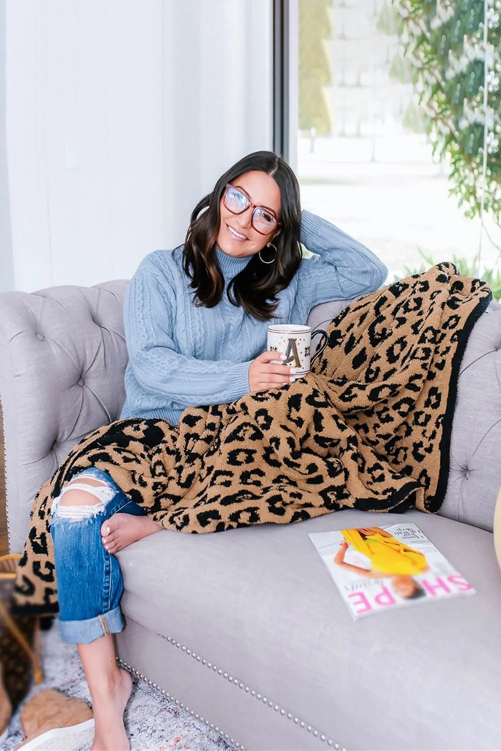 Black Leopard Grain Knitting 127*152cm Blanket