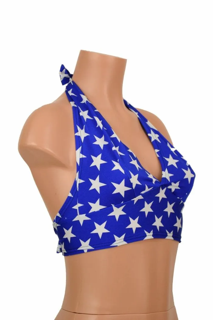 Blue & White Tie Back Halter