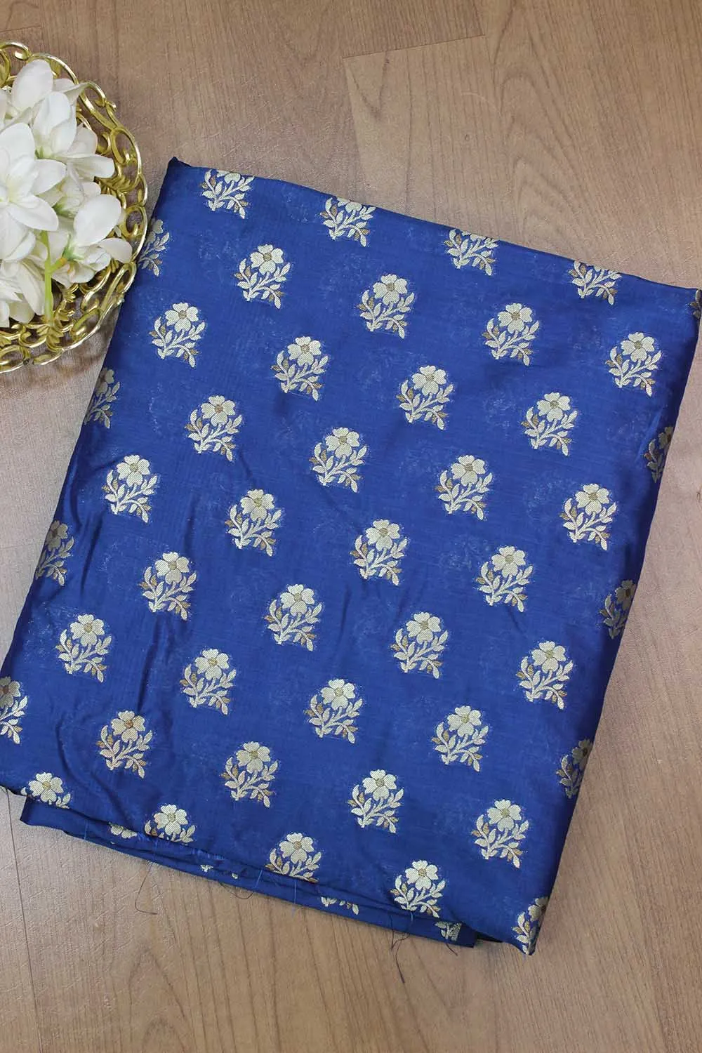 Blue Banarasi Silk Fabric ( 1 Mtr )