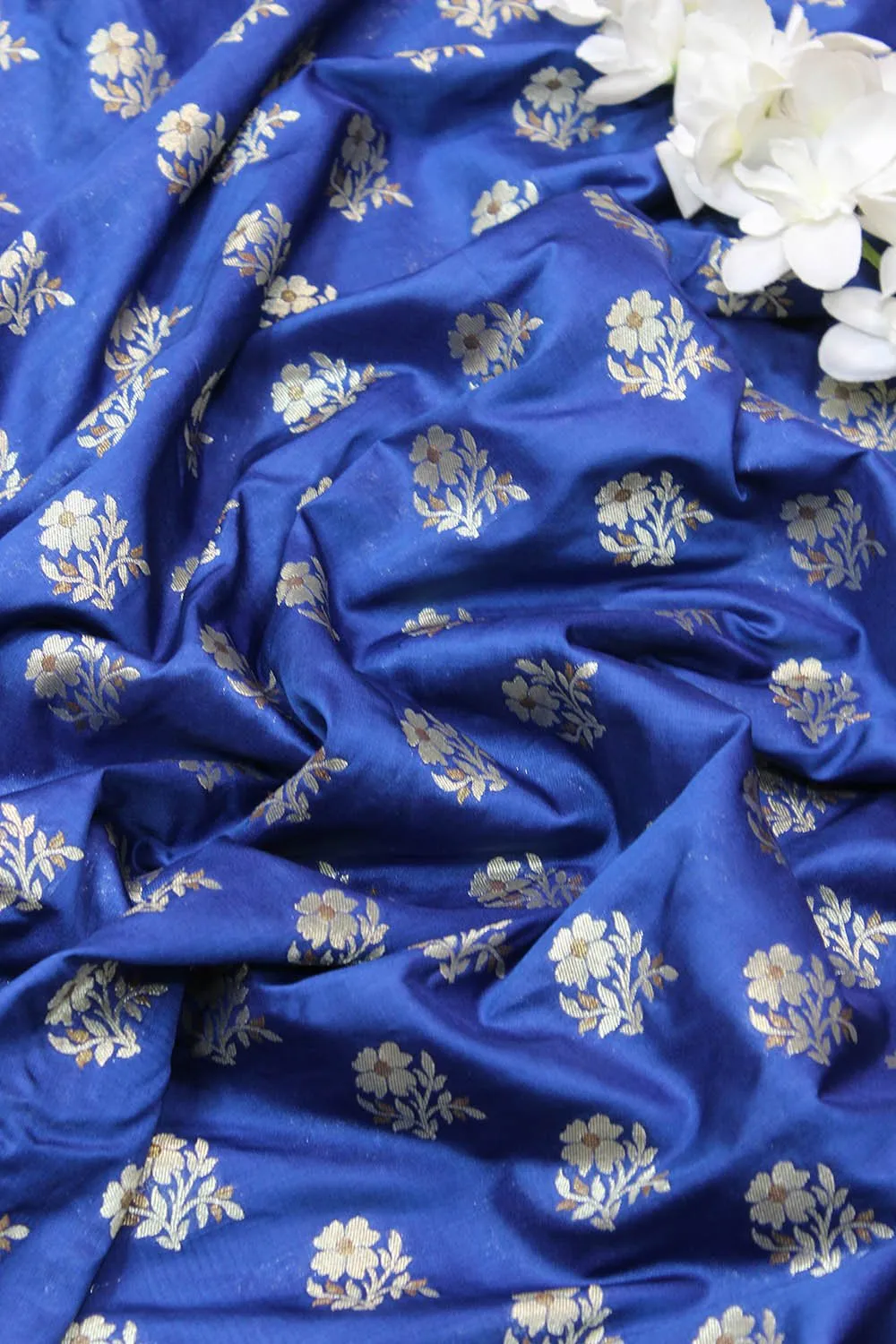Blue Banarasi Silk Fabric ( 1 Mtr )