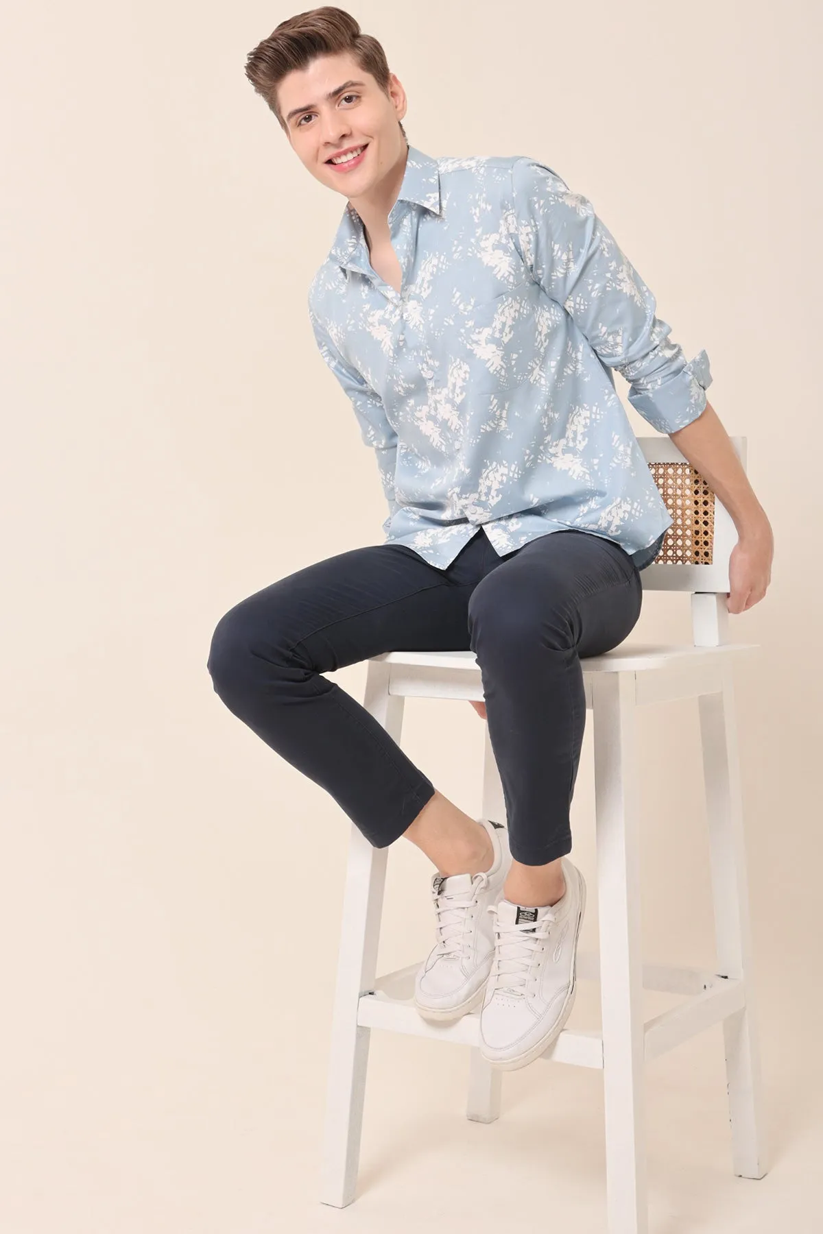 Blue Shadows print cotton shirt full sleeves