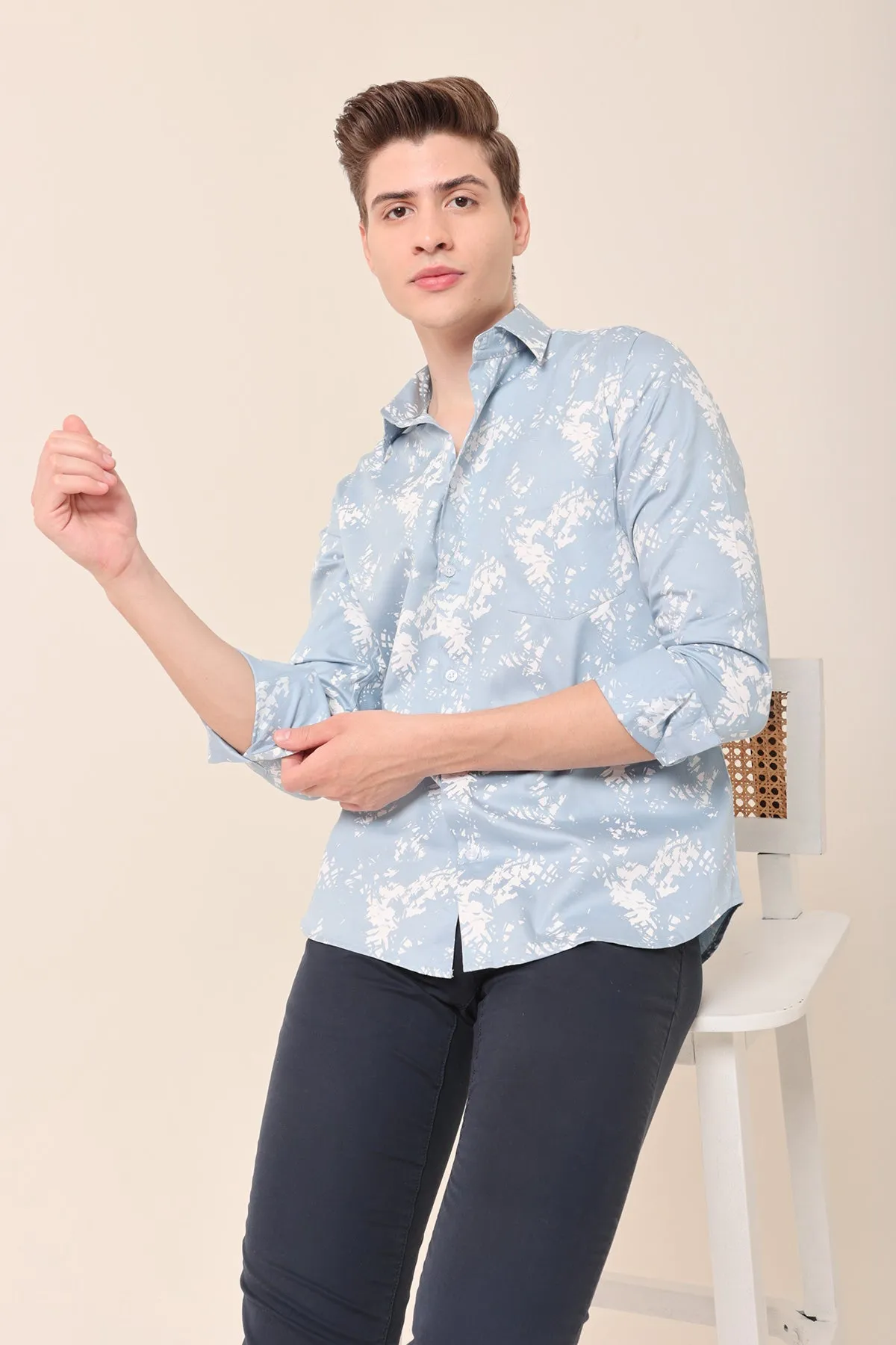 Blue Shadows print cotton shirt full sleeves