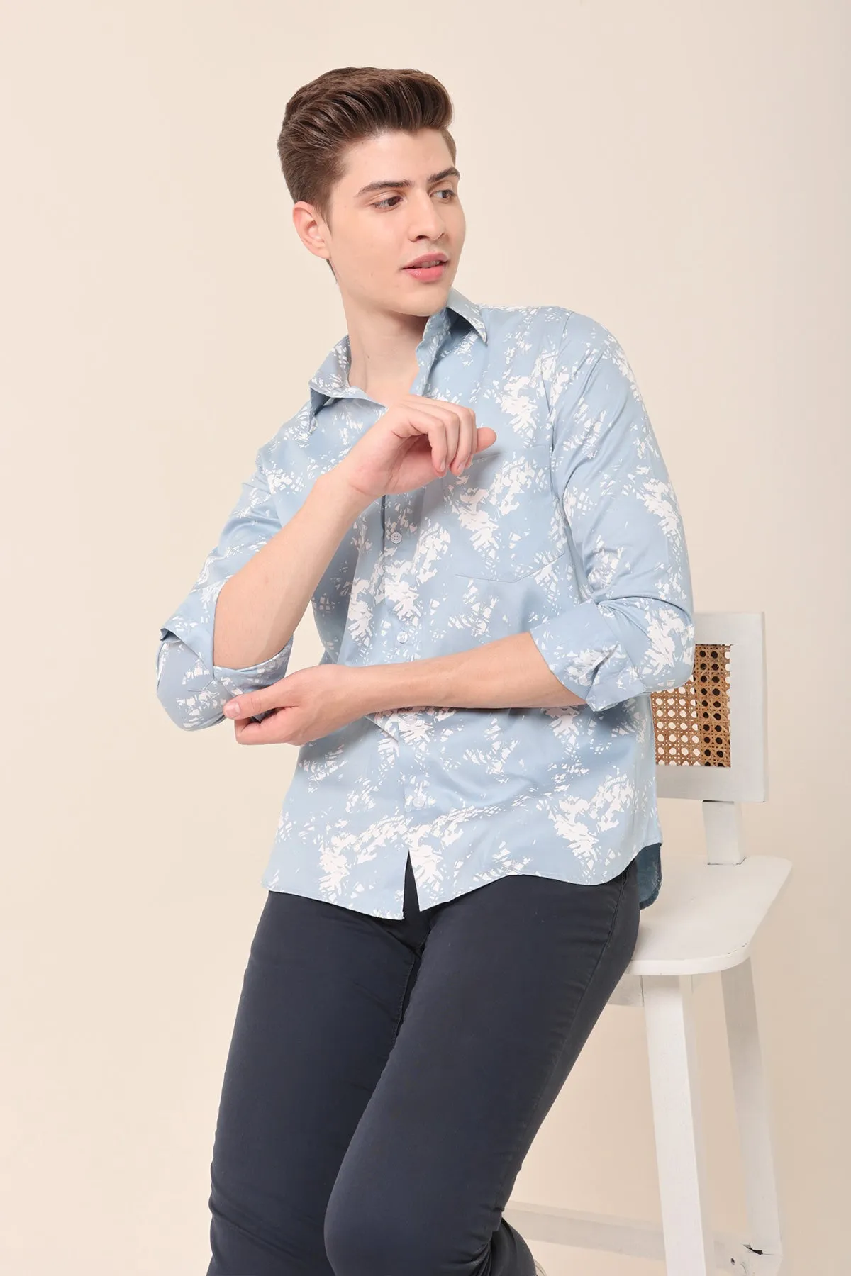 Blue Shadows print cotton shirt full sleeves