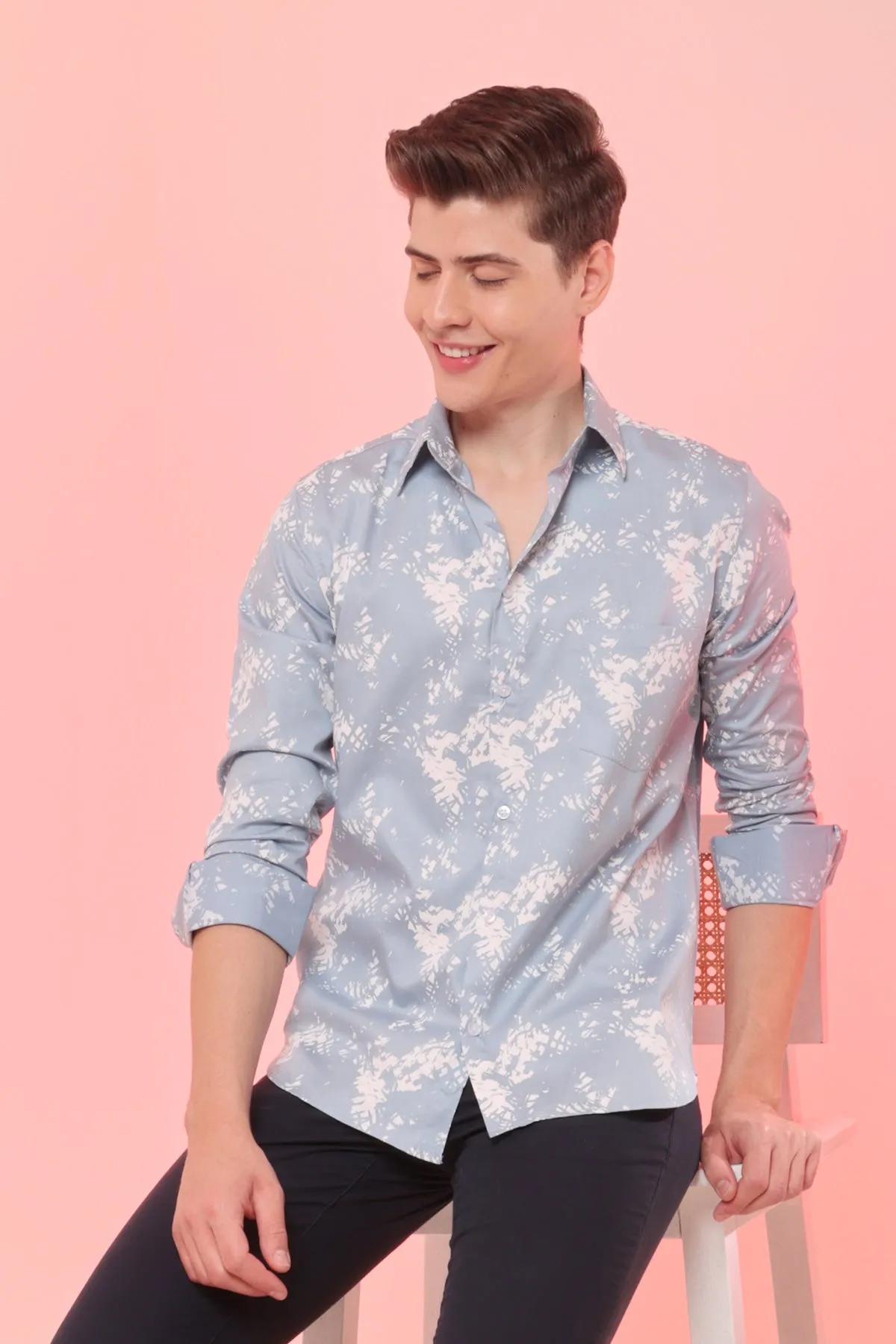 Blue Shadows print cotton shirt full sleeves