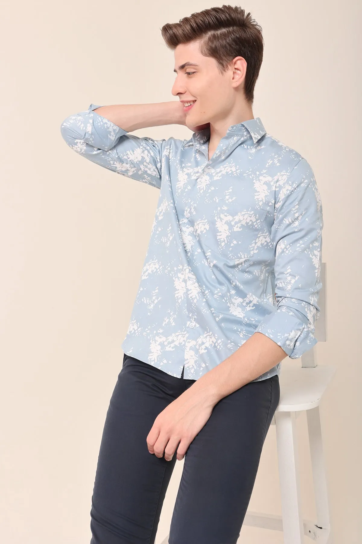 Blue Shadows print cotton shirt full sleeves