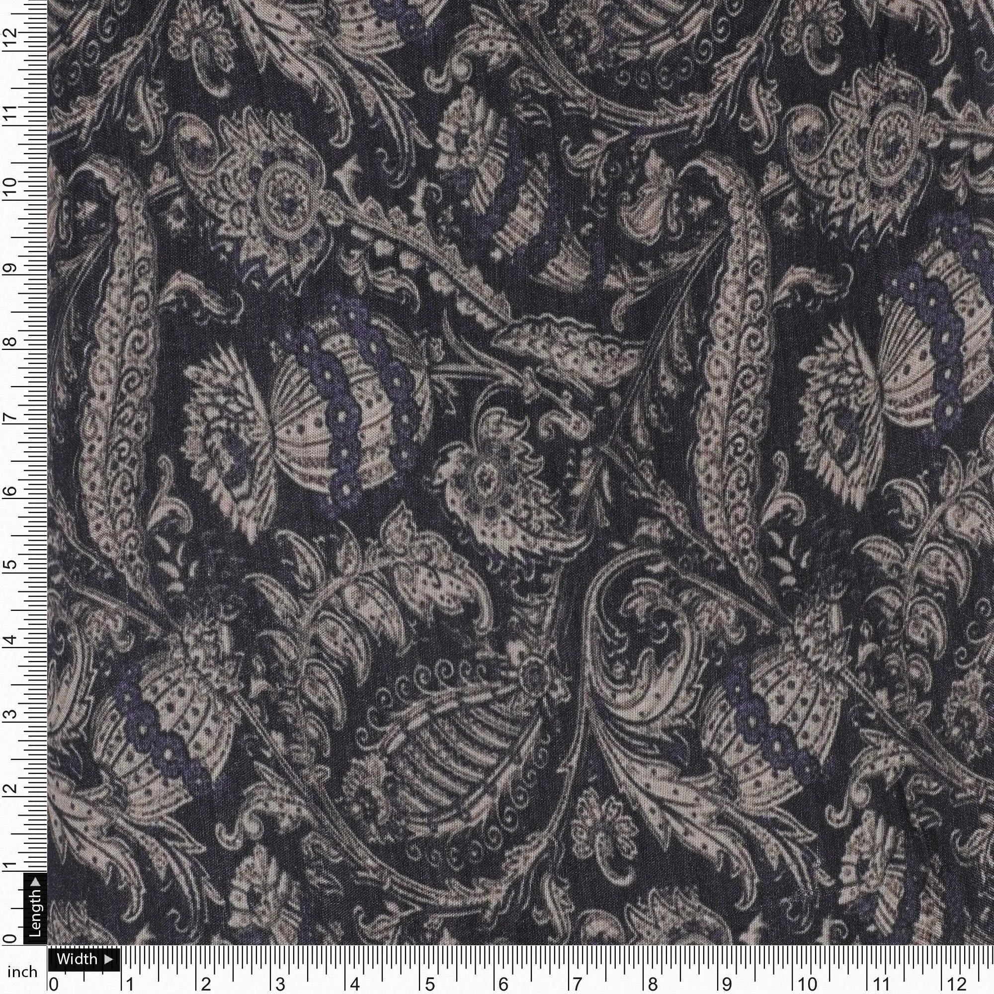 Brown Paisley Seamless Digital Printed Fabric