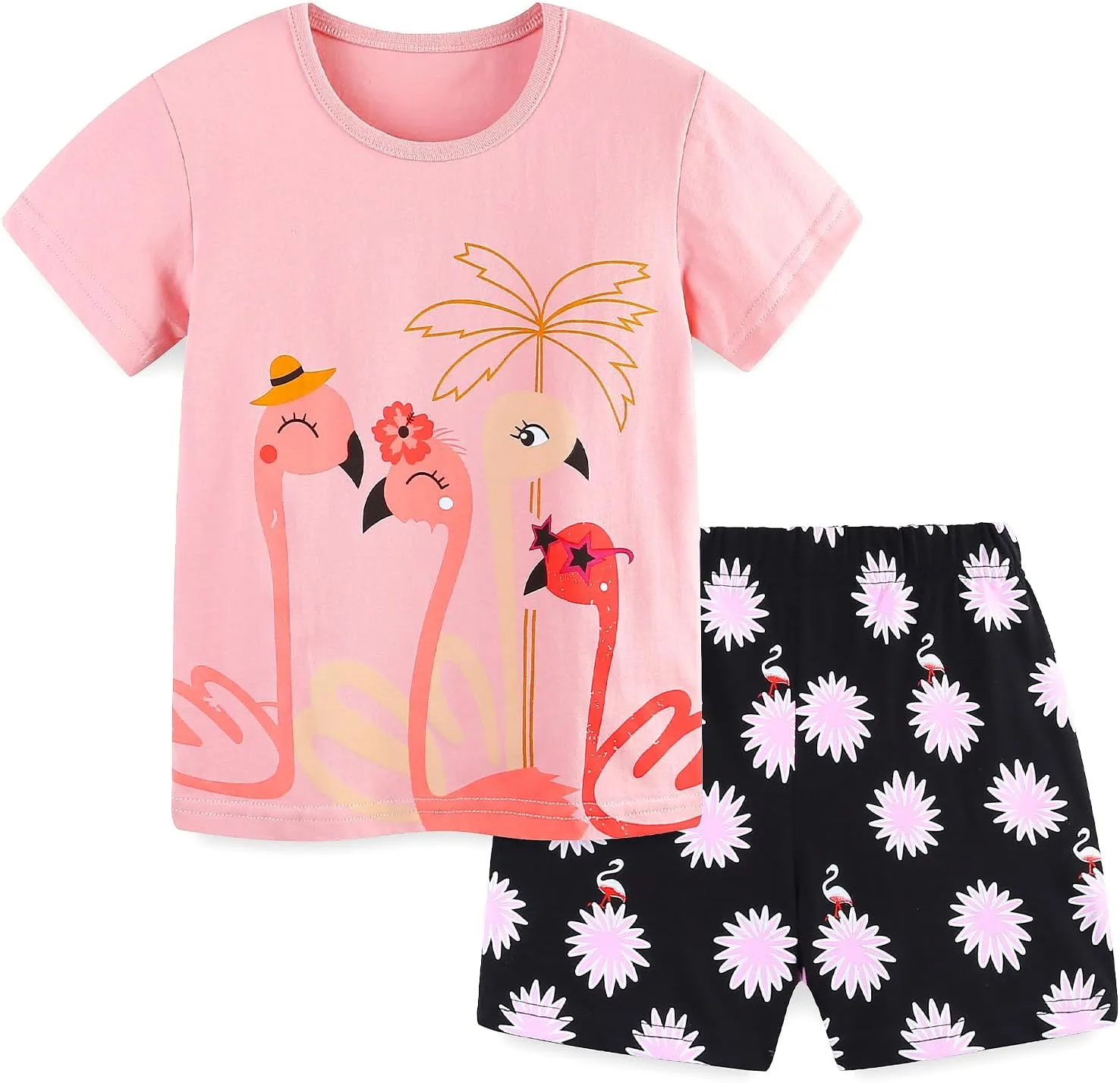 Bumeex Toddler Girls Summer Outfit Cotton Top and Shorts Clothing Set