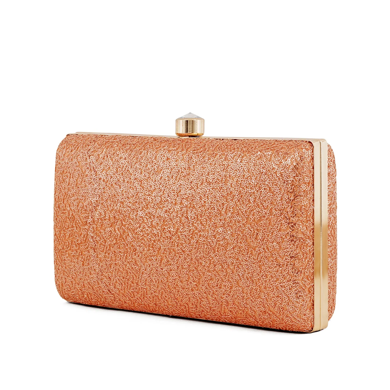 Cassie Peach Sequin Clutch