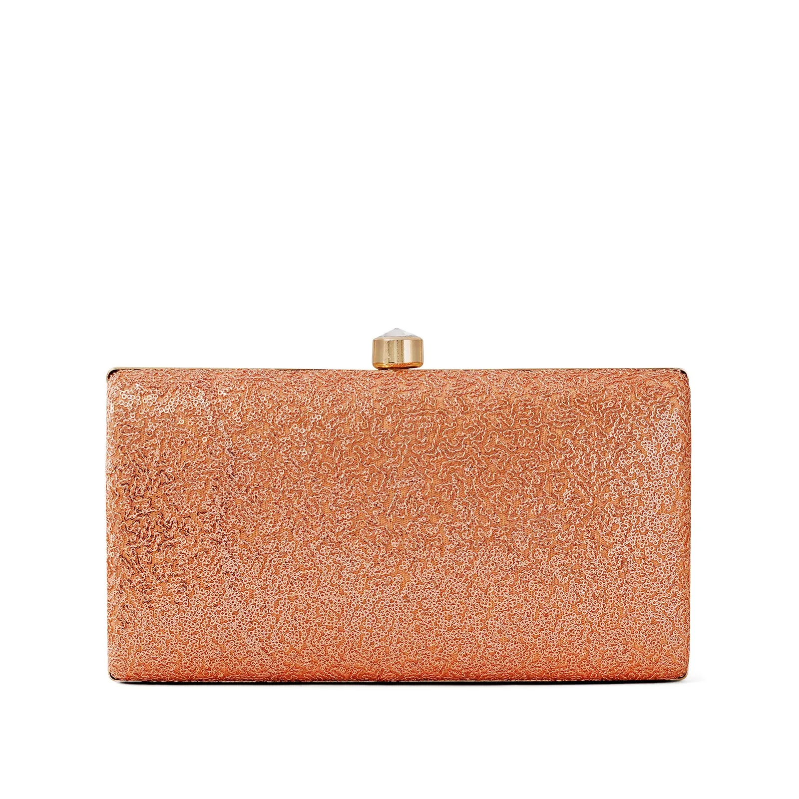 Cassie Peach Sequin Clutch