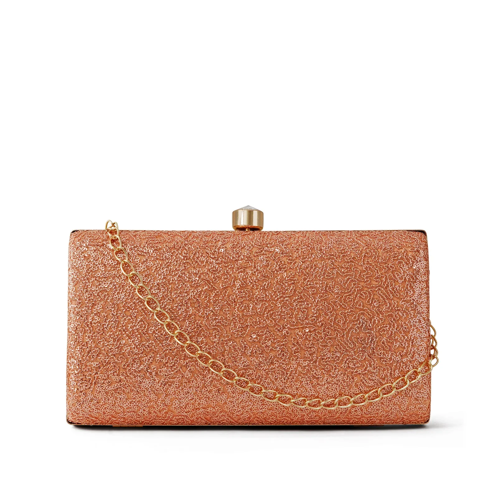 Cassie Peach Sequin Clutch