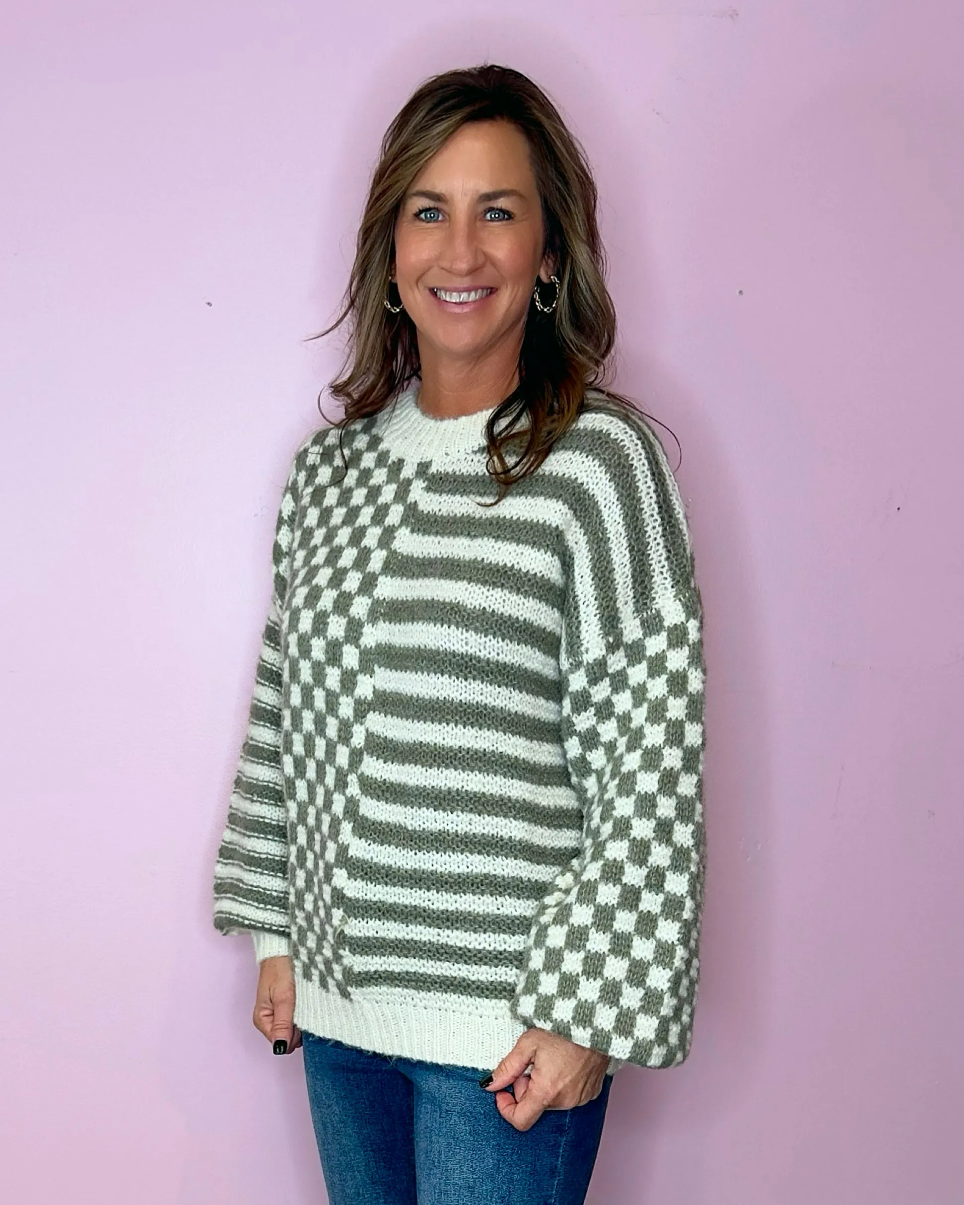 Check Her Out Olive Sweater
