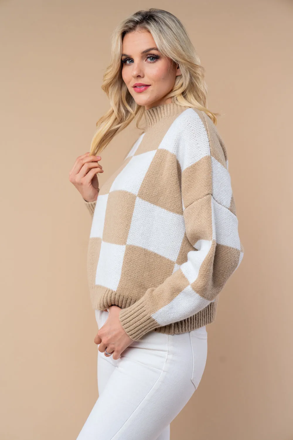 Checkered Knit Sweater